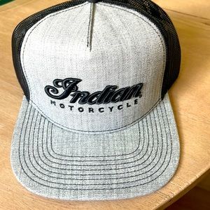 Indian Motorcycle Baseball Cap.Snap back,Flat Bill.Raised letters Logo. Blk/gray